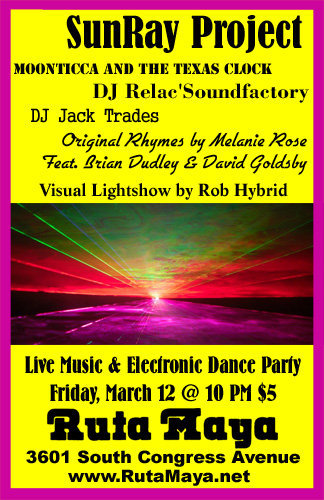 Flyer for SunRay Project live music and dance party